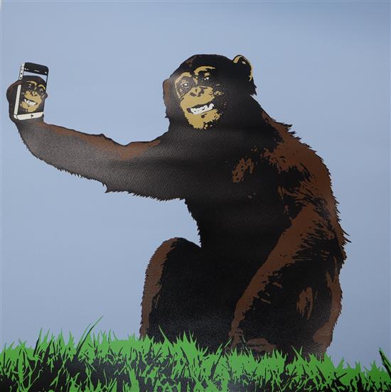 T.Wat, five limited edition prints, Chimp Selfie, four signed and numbered from the edition of 50, 57 x 56cm